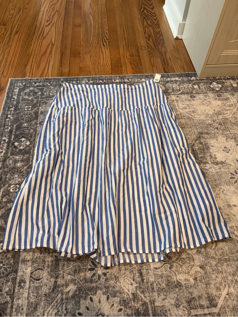 Old Navy Blue and White Striped Skater Skirt